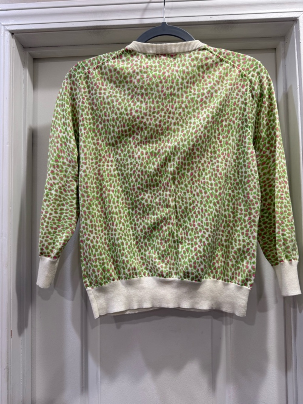 Lilly Pulitzer Leopard Spotted Sweater Cardigan Cropped 3/4 Sleeves Size Medium - Picture 2 of 14